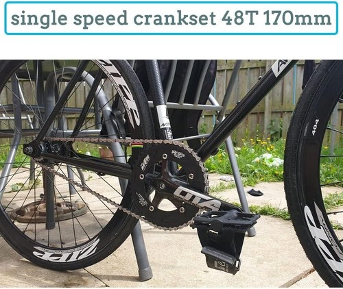 Sleek Black 48T Single Speed Bike Crankset with 130 BCD for Enhanced Performance - Picture 6 of 10