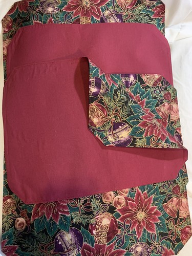 5 Reversible Cloth Christmas Holiday Placemats Poinsettias Ornaments ~ 17” x 12” - Picture 4 of 5