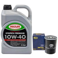 MotoröL Set 10W-40 Meguin 5 Liter + ÖLfilter SM104 FüR Citroen Honda Opel Subaru