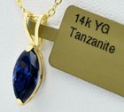 AAA TANZANITE 1.64 Cts PENDANT 14K YELLOW GOLD - MADE IN USA - New With Tag — photo 2