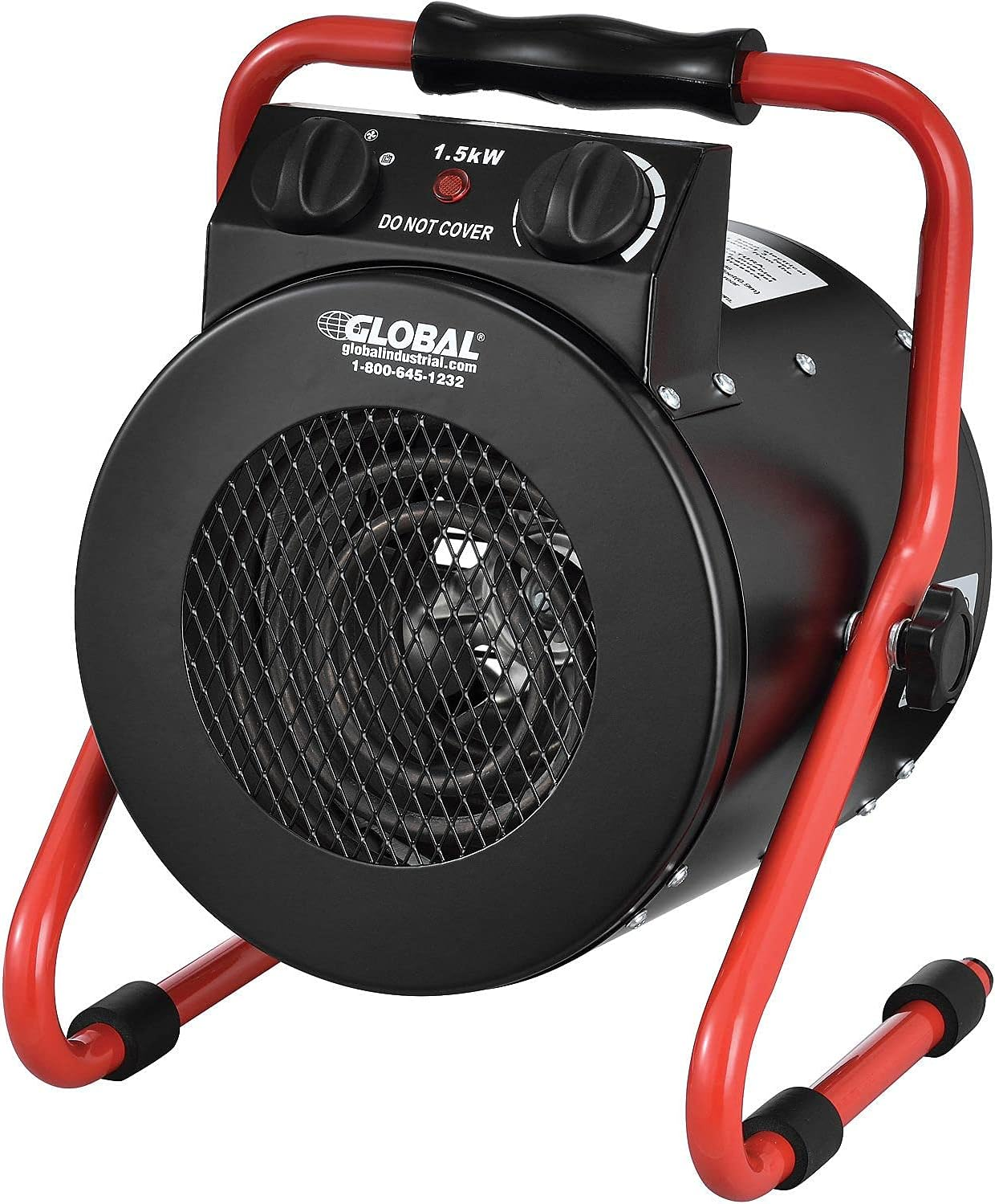 Portable Electric Space Heater with Thermostat, 1500 Watt, 120V, Red