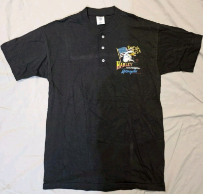 #ad VTG 1989 Harley Davidson Motorcycles Born In The USA Eagle L Shirt Sioux Falls $27.55