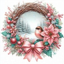Bead Embroidery Kit Christmas Wreath DIY Bead needlepoint stitching Tela Artis