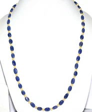 Pearl Iolite Gemstone 925 Sterling Silver 4-9 mm Beads 26" Strand Necklace EDR47