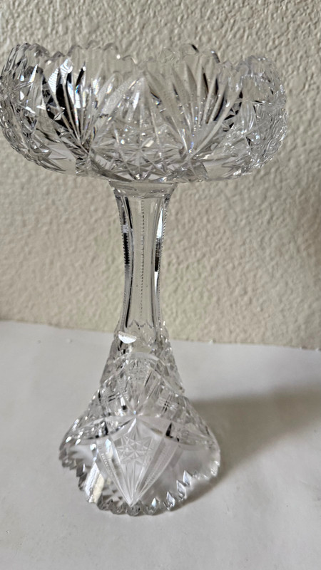 VINTAGE ANTIQUE AMERICAN BRILLANT PERIOD PEDESTAL SAWTOOTH STEM COMPOTE (10")