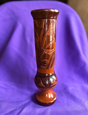 Hand Carved Wooden Bud Vase