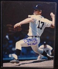 DENNY MCLAIN DETROIT TIGERS 31-6 1968 Autographed ACTION SIGNED 8x10 COA Blue