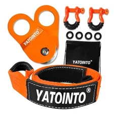 Off Road Recovery Kit 10 Ton Heavy Duty Snatch Block Pulley, Tree Saver Strap 