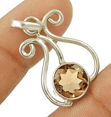 Natürlicher 4 kt Rauchtopas 925 massiv echt Sterlingsilber Anhänger @B6-1