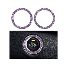 Car Bling Engine Start Ring Decal, Sparkling Crystal Rhinestone Auto Purple,2PCS