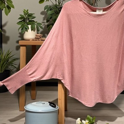 KERISMA Rose Pink Oversized Batwing Sleeve Knit Top Sz M/L Cashmere Blend