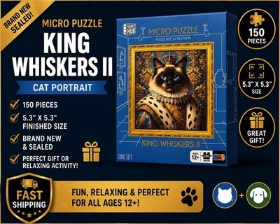 Micro Puzzle King Whiskers II Cat 150pc Mini Art Puzzle New Sealed $0 Shipping