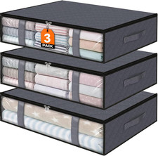 Under Bed Storage Bins 3-Pack 40 L Foldable Fabric Storage Bags With
