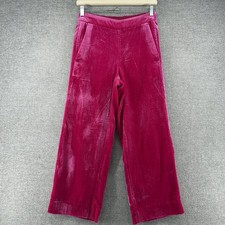 J Crew Peyton Velvet Luxe Crop Wide Leg Pants Women Size 2P Hot Pink Casual