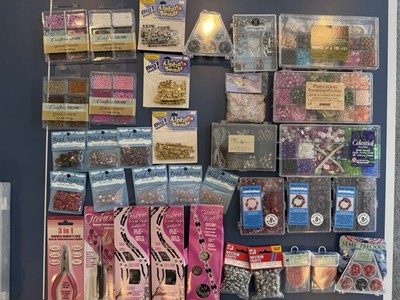Lot Of Jewelry Making Supplies Beads Tools Containers Unique Beads Most New