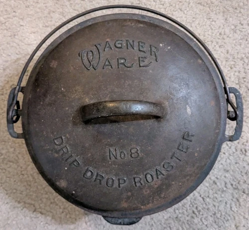 Vtg WAGNER WARE No 8 Drip Drop Roaster Cast Iron Dutch Oven Cooking Pan & Lid