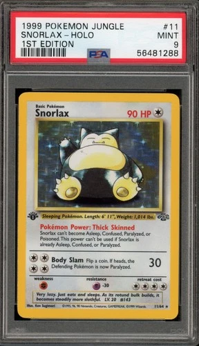 Pokemon Snorlax Jungle 1st Edition Holo Rare #11 PSA 9 Mint