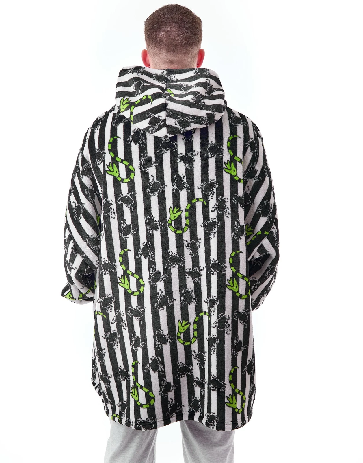 Beetlejuice Multicoloured Striped Blanket Hoodie for Men