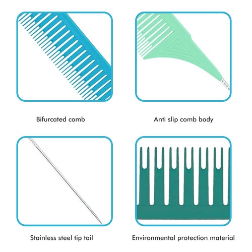 3Pc Highlighting Combs Rat Tail Combs Salon Hairdressing Combs for Women and Men - Picture 6 of 8