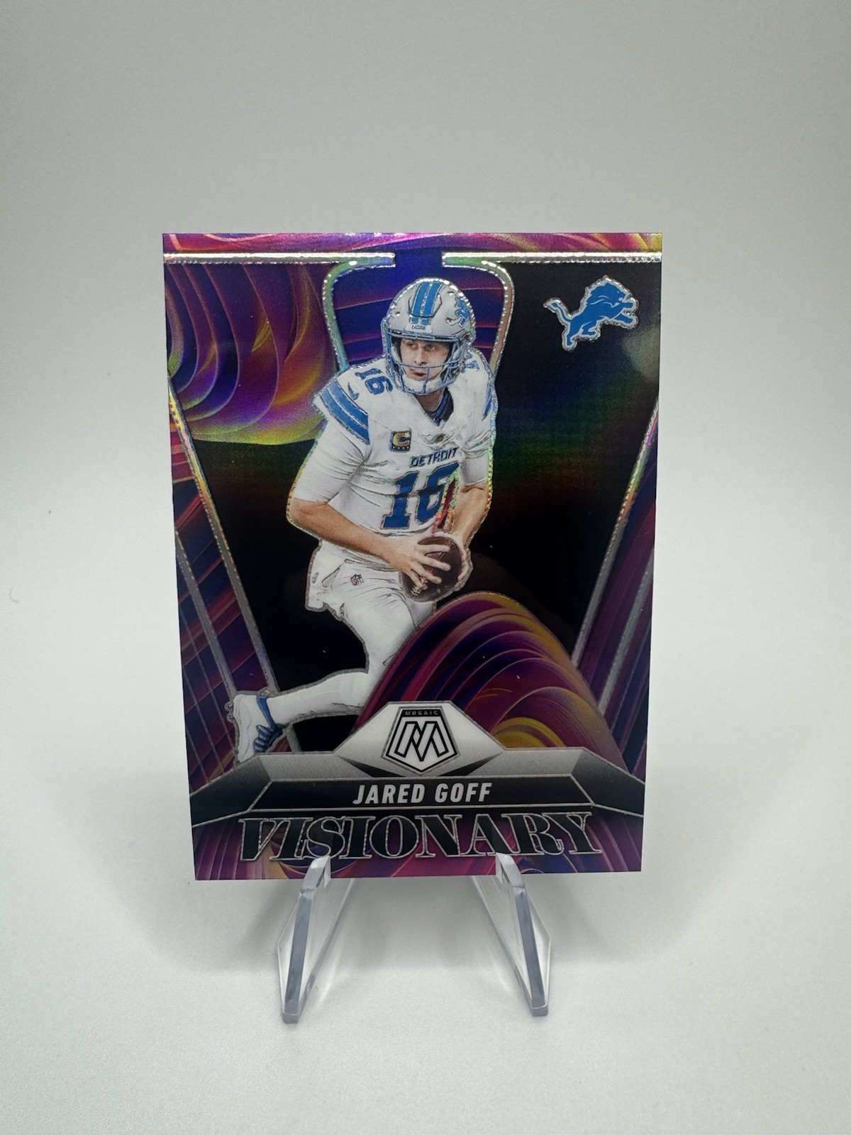 2025 Panini Mosaic ~ Jared Goff #9 Visionary ~ Case Hit ~ Detroit Lions ~sp