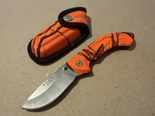 Buck 395 Omni Hunter Knife Orange Camo & Sheath Folding Locking 2013 Blaze Read