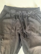 Scrubstar Black Scrub Pants Women s Large Jogger Cargo Zip Pocket. 3930