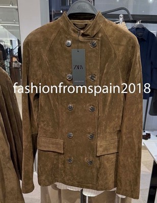 ZARA NEW WOMAN 100% SUEDE FITTED JACKET LIGHT KHAKI XS-XXL 4341