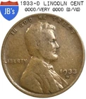 1933-D Lincoln Wheat Cent Circulated - Good/Very Good (G/VG)