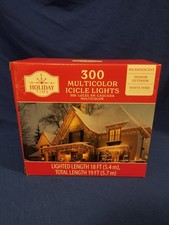 300 Holiday Time Multicolor Icicle Lights Christmas with White Wire