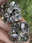 WEISS signed Vintage gray Rhinestone clip earrings costume jewelry