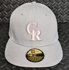 New Era 59 Fifty Gray Pink MLB Colorado Rockies Hat Logo Cap Fitted 7 3/8