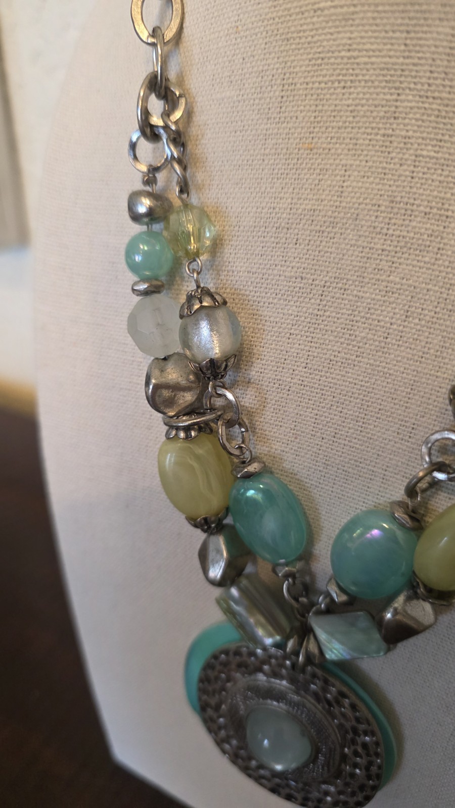 Ruby Rd Statement Necklace Turquoise Green Beaded… - image 3