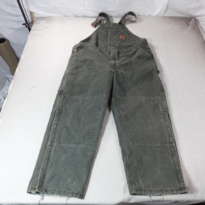 Carhartt Bib Overalls Mens 48x30 Green Insulated Duck Canvas