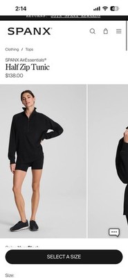 SPANX AirEssentials Brushed Half Zip Tunic Black 1X Plus Size NWT