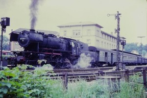 Kodak Photo Railroad Slide 1950 Steam Loco 2-6-2 Pulling Passenger Train Germany