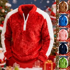 Men's Fleece Sweatshirt Solid Color Long Sleeve Pullover Sweatshirt