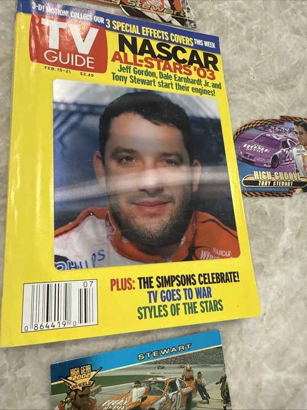 Tony Stewart Special Effects TV Guide Magazine + 4 Trading Cards