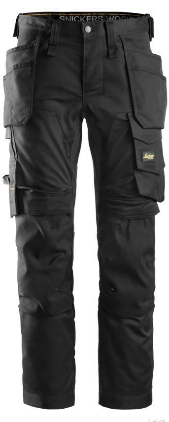 Snickers 6241 AllroundWork Stretch Trouser with Holster Pockets Black Size 52 - Image 3