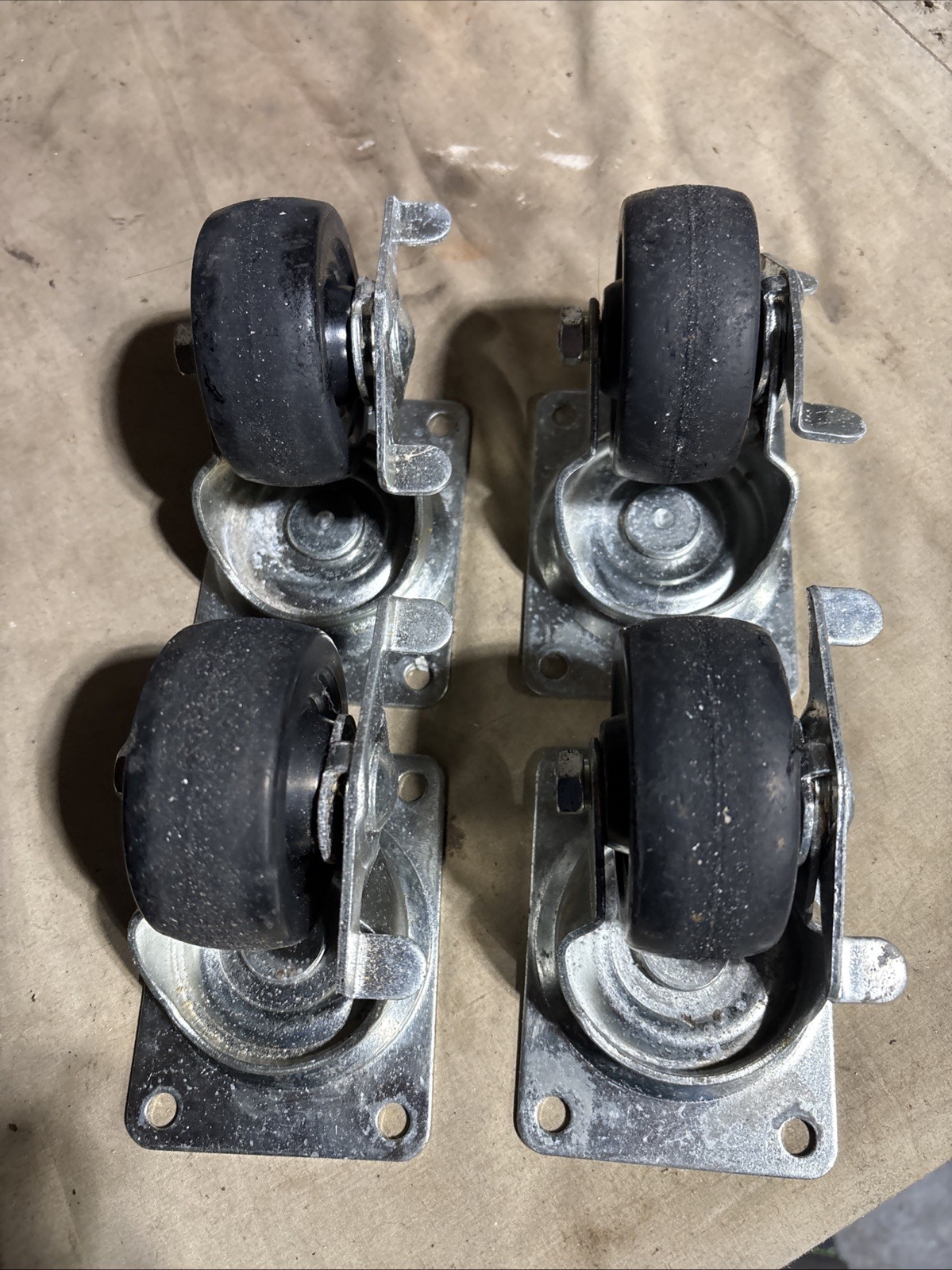 3” Heavy Duty Caster Wheels With Brake. Set of 4  Ex  Condition. Free Shipping.