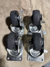 3” Heavy Duty Caster Wheels With Brake. Set of 4  Ex  Condition. Free Shipping.