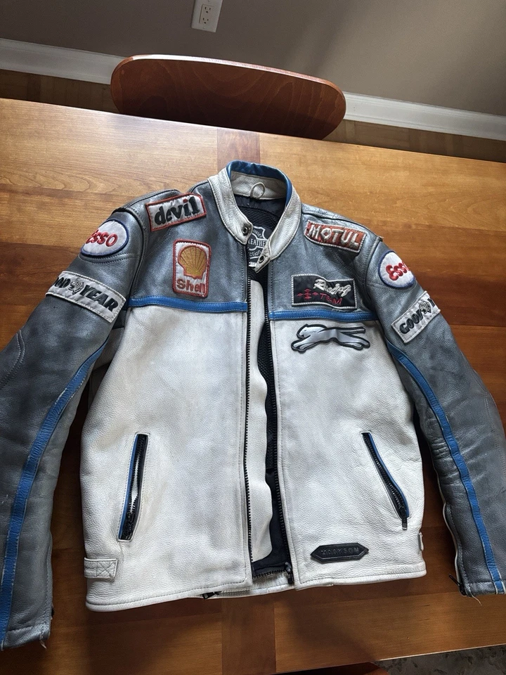 Chaqueta de moto de cuero personalizada de París, para hombre talla M Foto 2 de 4