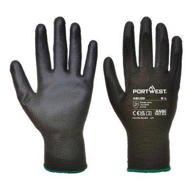 AB129K8RXL Portwest Polyurethane Coated Black XL Glove Pair NEW