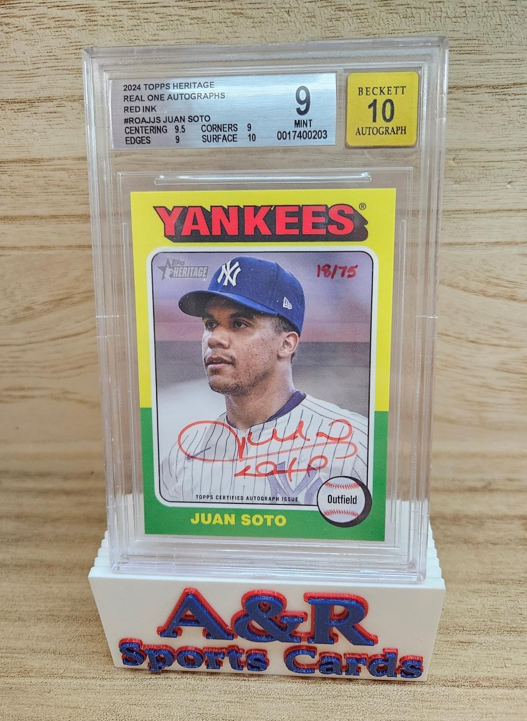 Juan Soto - 2024 Heritage Real One Auto Special Edition Red Ink /75 BGS 9/10