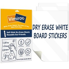 3 Pack Dry Erase Board Stickers Magnetic Free, 12"x8" Restickable Dry Erase S...