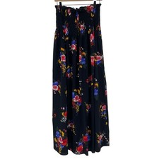 ASOS Womens Size 8 Black Floral Smocked Strapless Ruffle Flare Midi Dress India