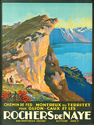 Rochers de Naye Lake Swiss Alps Suisse Travel Vintage Poster Repro FREE S/H
