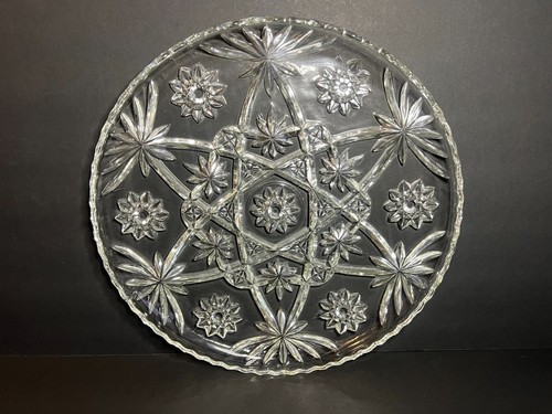 VTG MCM Anchor Hocking Early American Pre Cut Star of David Glass Platter 13.5" - Picture 2 of 6