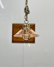 Authentic Nautical Original Brass Ship Maritime Hanging Light with Copper Shade