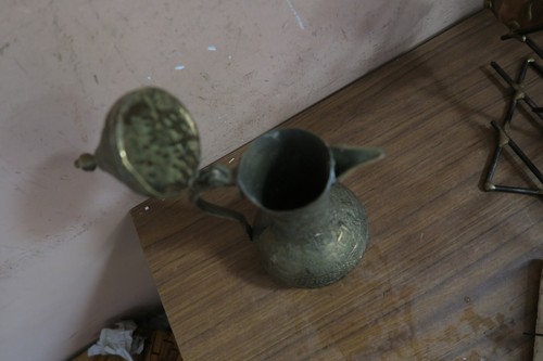 Vintage syrische Nahost geätzte Messing Wasser Kaffeekanne Dallah Kanne 9 Zoll - Bild 6 von 9