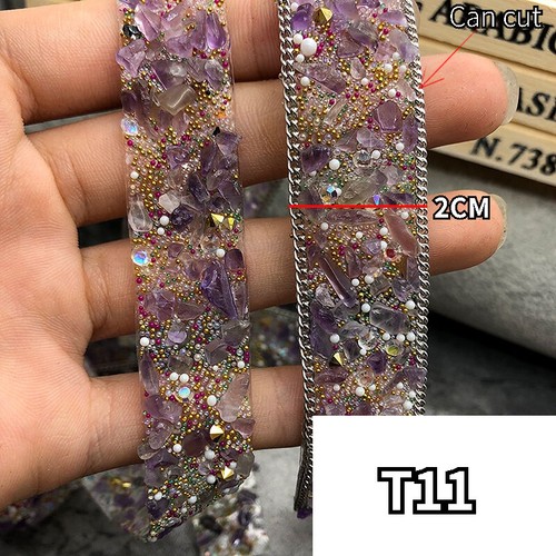 1m Rhinestone Trim Edging Hotfix Stone Beaded Ribbon Chain Iron on Applique Sew - Picture 16 of 30